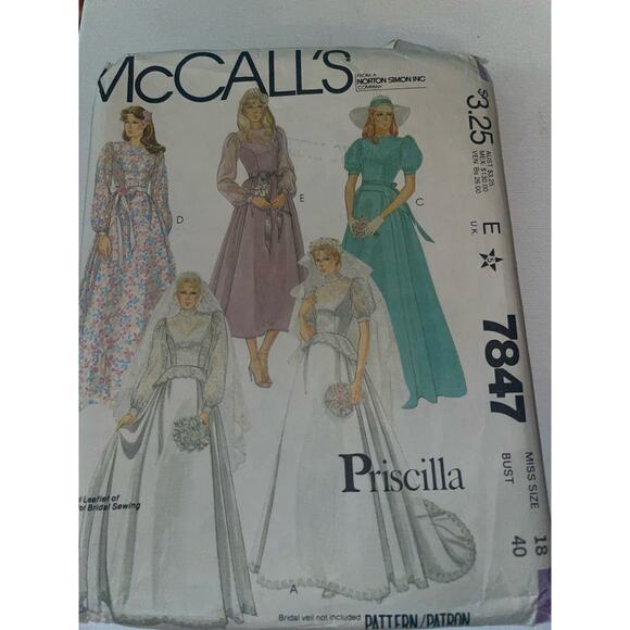 McCall's 7847 Sewing Pattern Misses Brides & Bridesmaid Gowns Size 18 - Picture 2 of 8